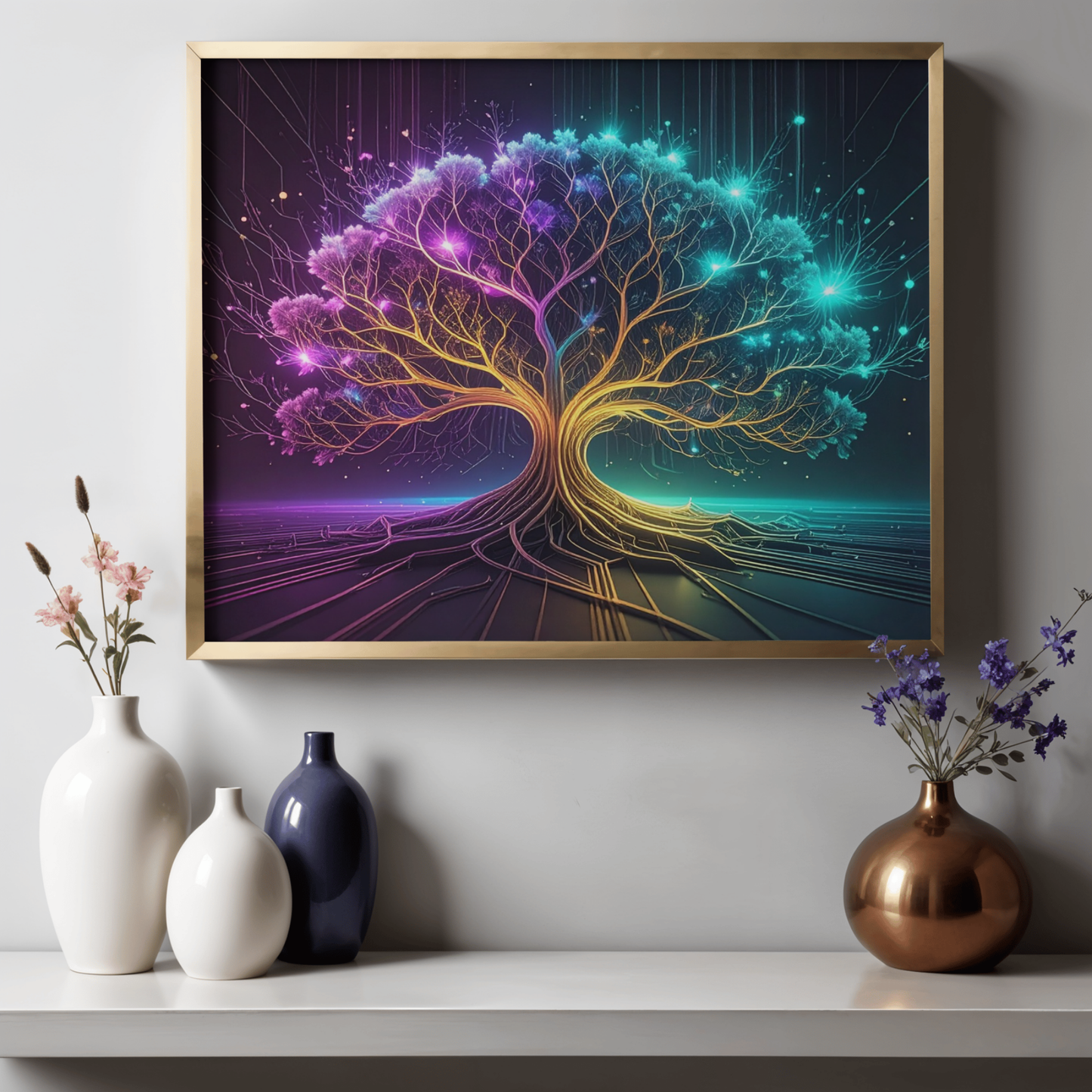 Dynamic Neuro-Inspired Tree 1 - AI Digital Wall Art Download