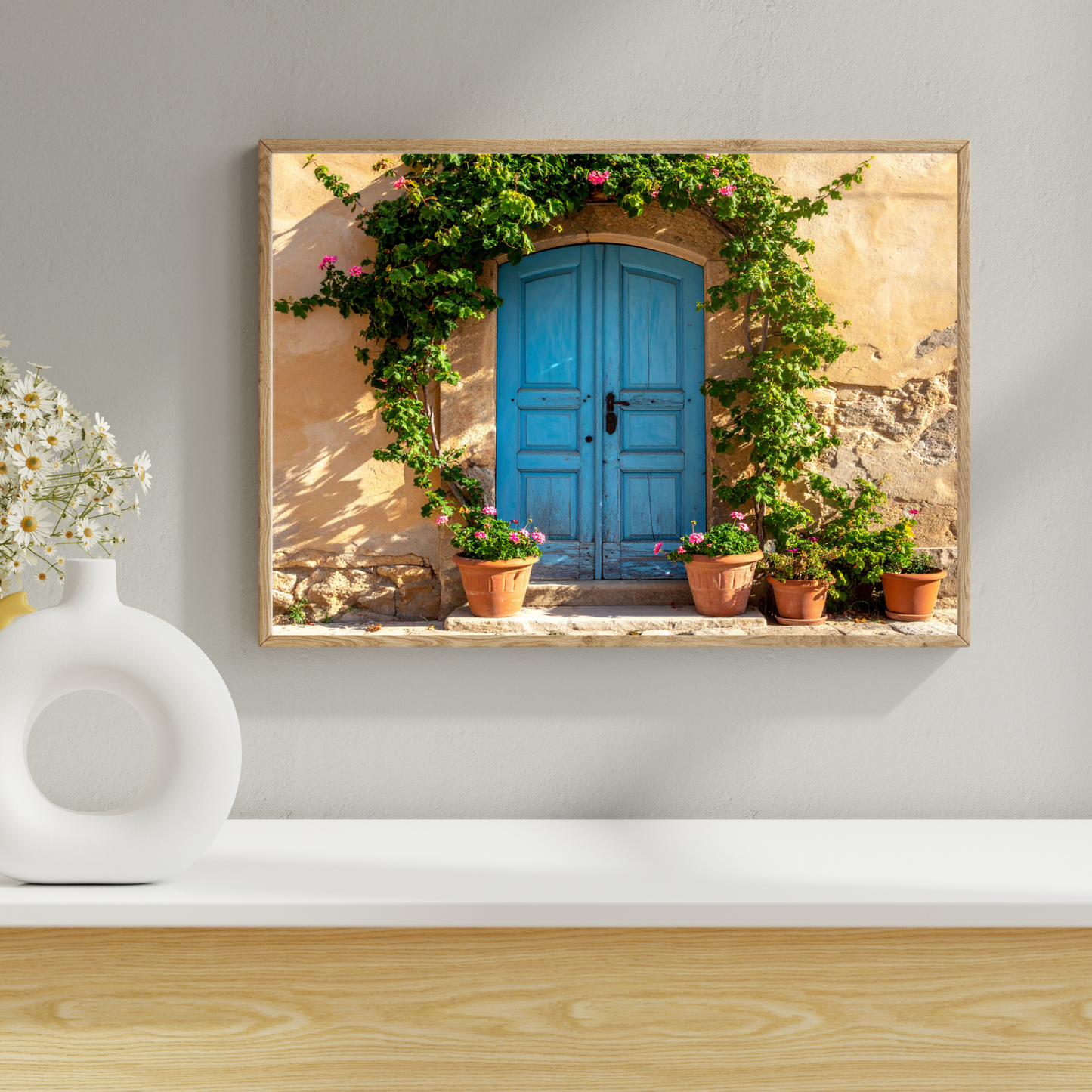 European Wooden Blue Door 1 - AI Digital Wall Art Download