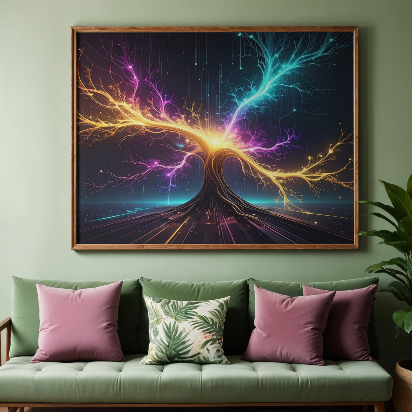 Dynamic Neuro-Inspired Tree 3 - AI Digital Wall Art Download