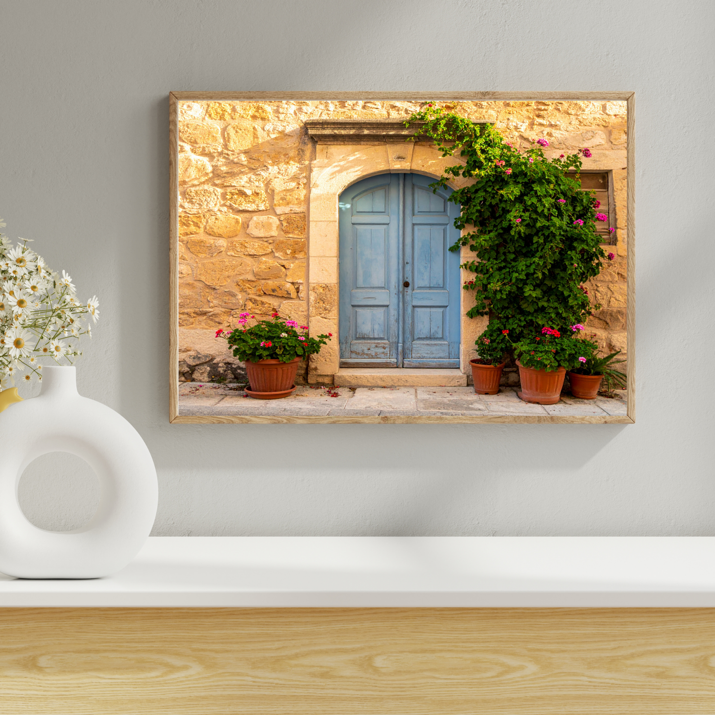 European Wooden Blue Door 2 - AI Digital Wall Art Download