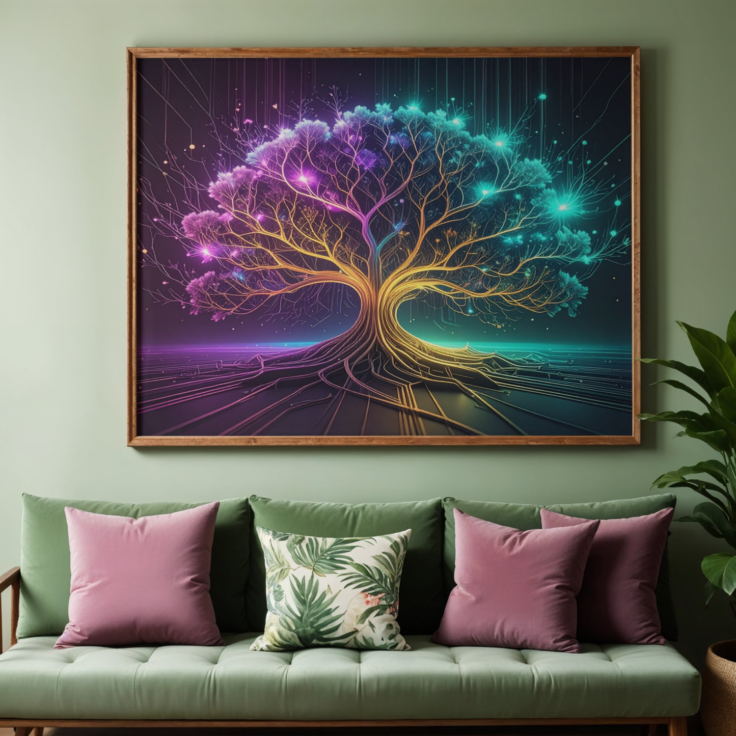 Dynamic Neuro-Inspired Tree 1 - AI Digital Wall Art Download