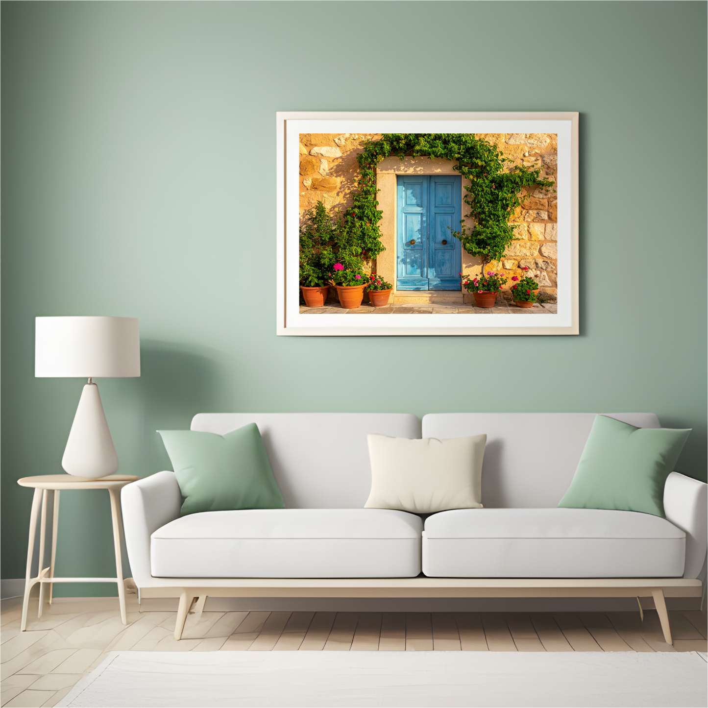 European Wooden Blue Door 3 - AI Digital Wall Art Download