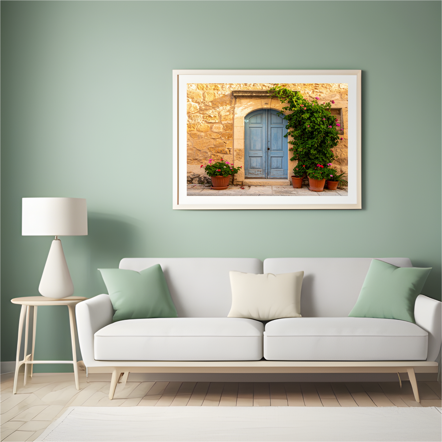 European Wooden Blue Door 2 - AI Digital Wall Art Download