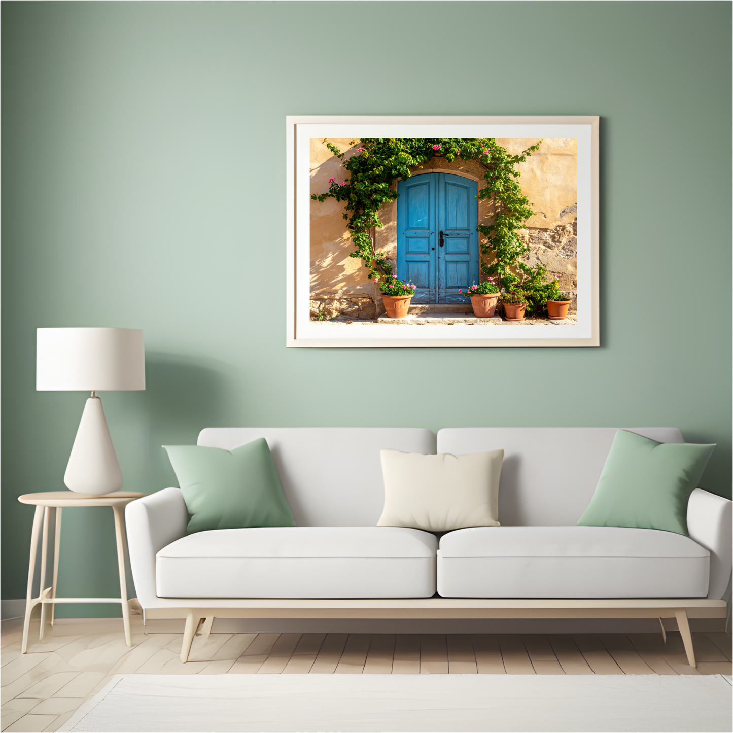 European Wooden Blue Door 1 - AI Digital Wall Art Download