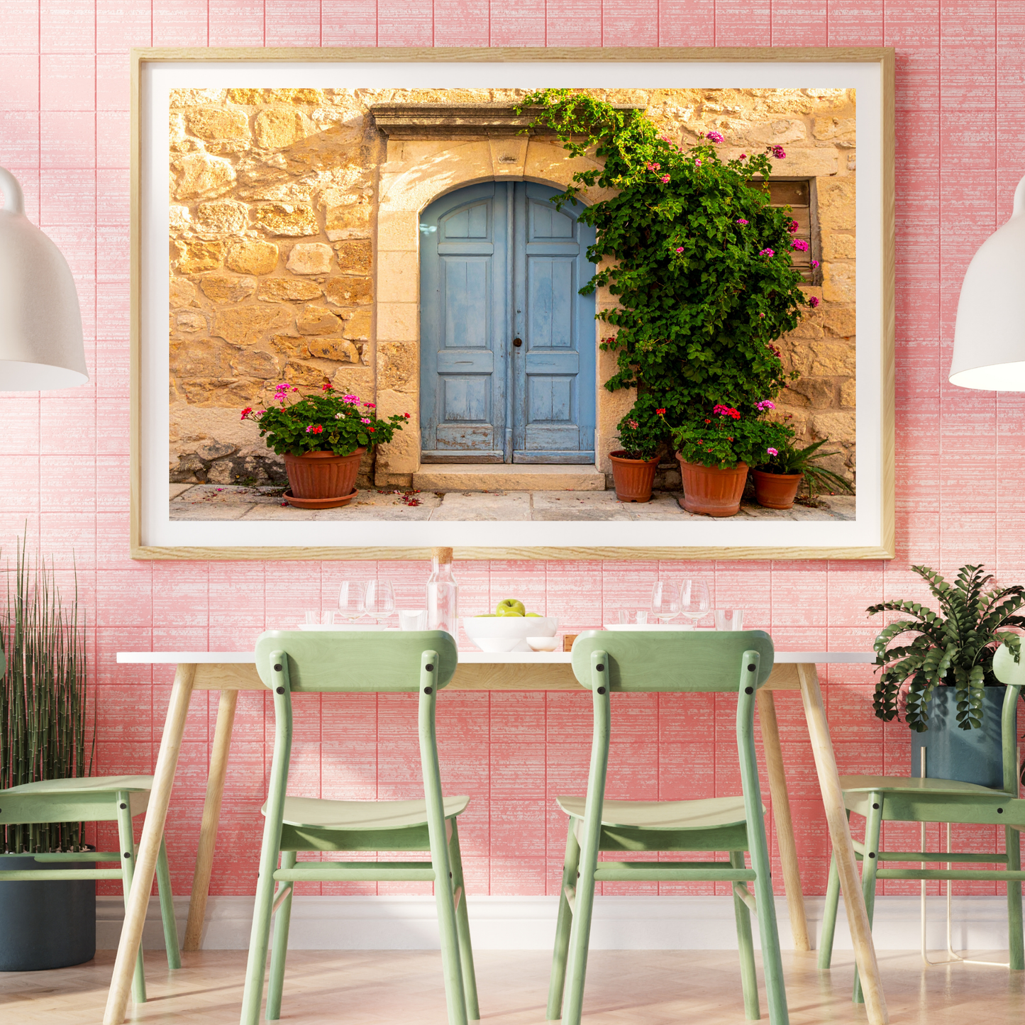 European Wooden Blue Door 2 - AI Digital Wall Art Download