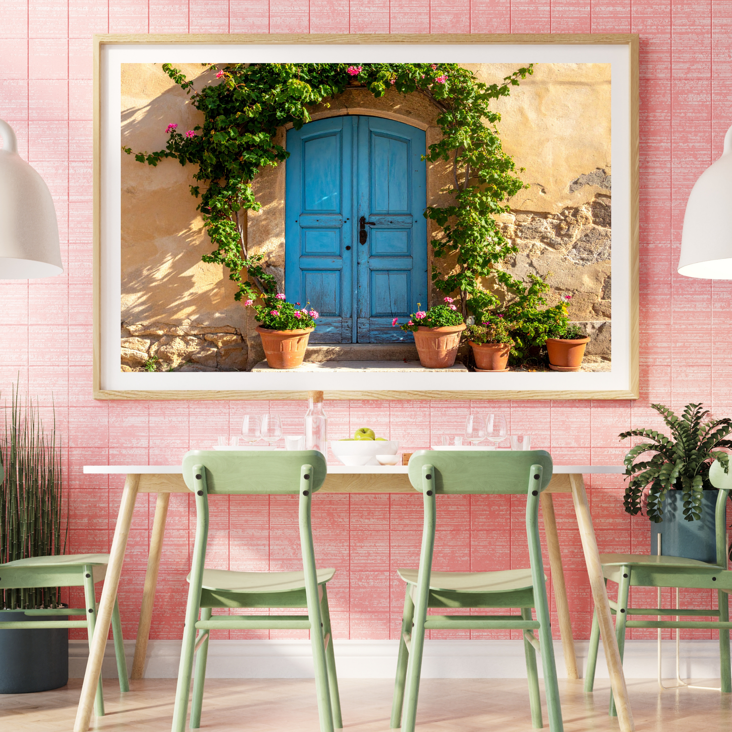 European Wooden Blue Door 1 - AI Digital Wall Art Download