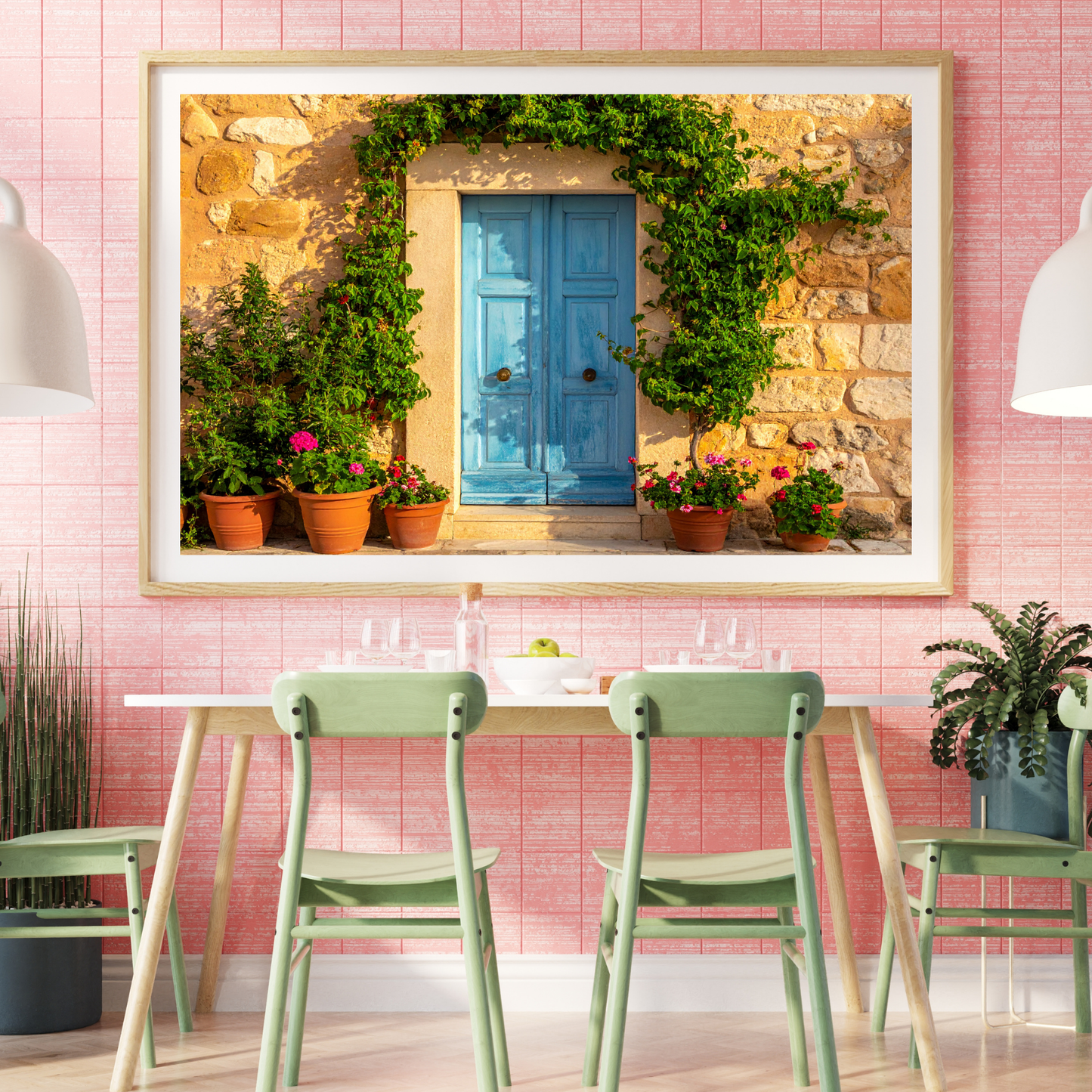 European Wooden Blue Door 3 - AI Digital Wall Art Download