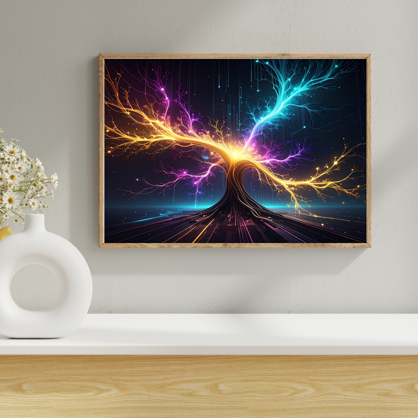 Dynamic Neuro-Inspired Tree 3 - AI Digital Wall Art Download