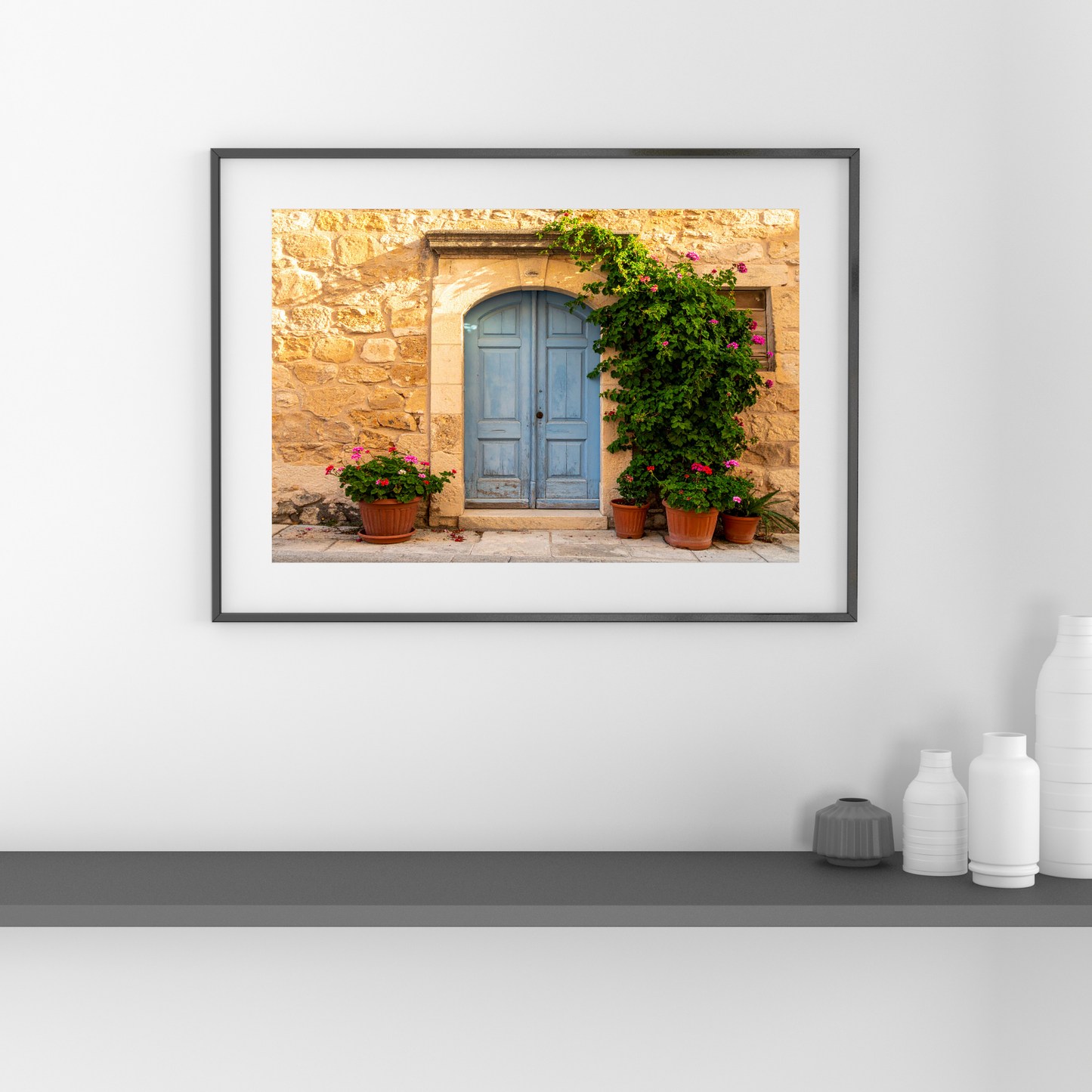 European Wooden Blue Door 2 - AI Digital Wall Art Download