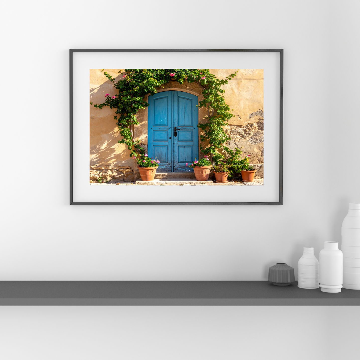European Wooden Blue Door 1 - AI Digital Wall Art Download