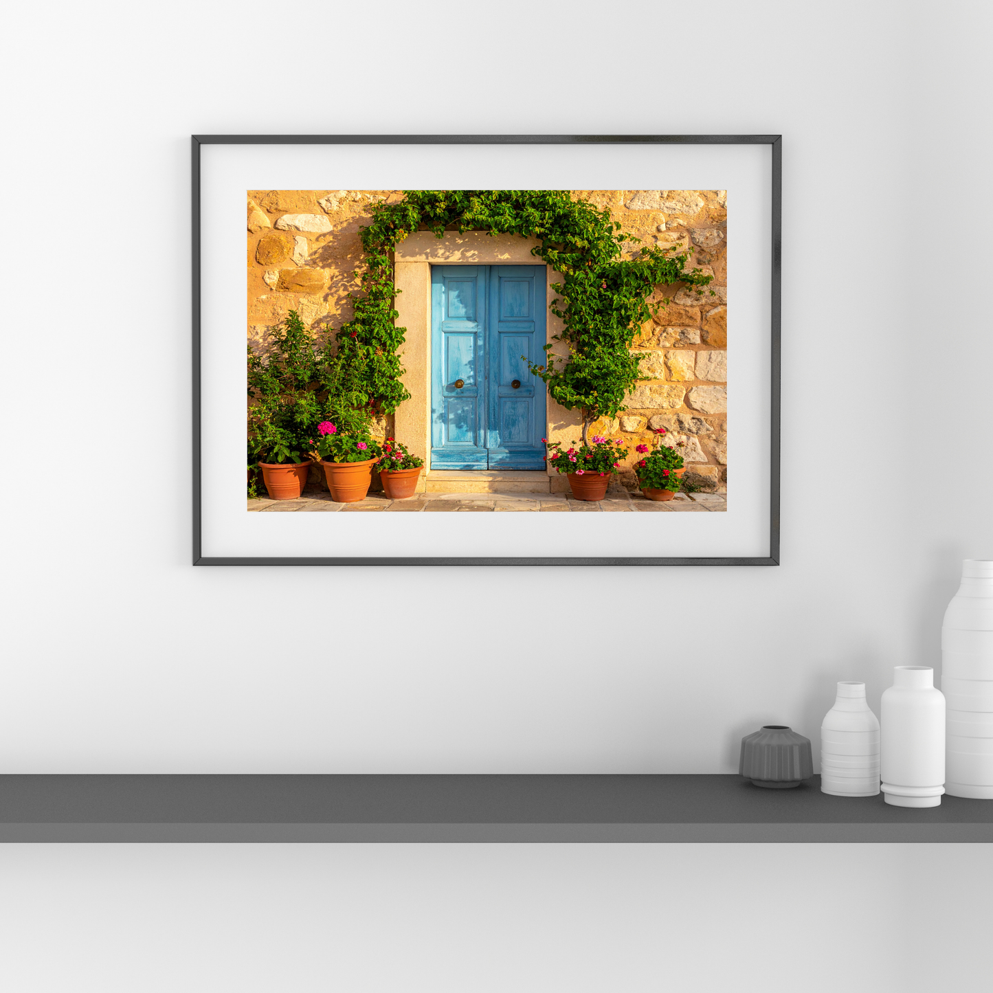 European Wooden Blue Door 3 - AI Digital Wall Art Download