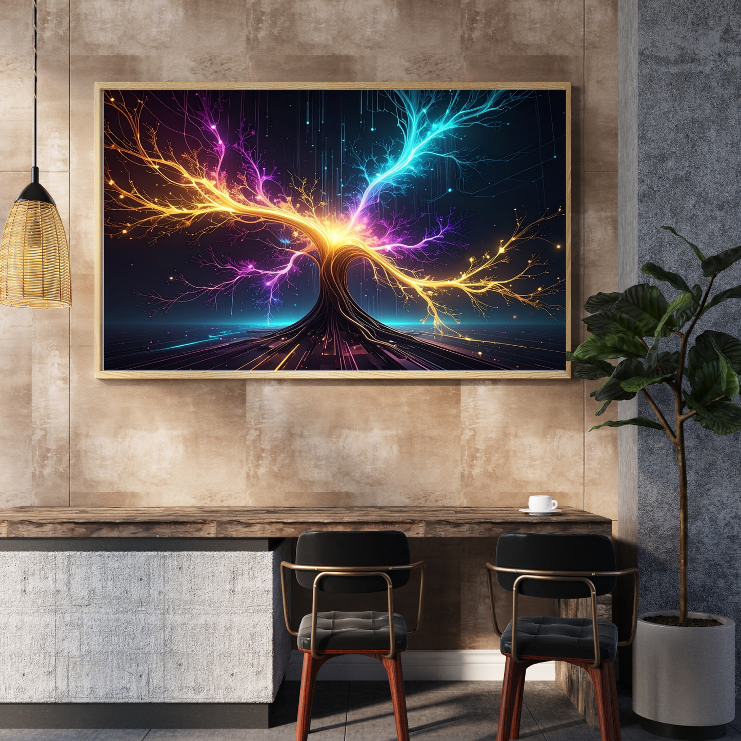 Dynamic Neuro-Inspired Tree 3 - AI Digital Wall Art Download