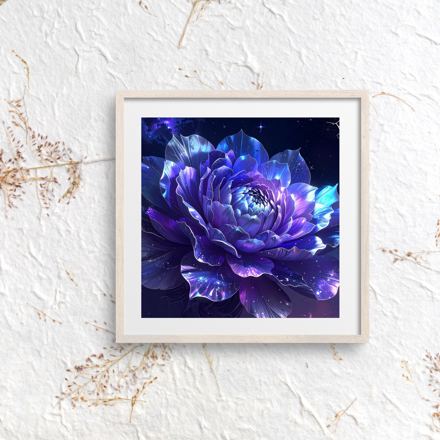 Botanical Bouquet Nebula Clouds 4 - AI Digital Wall Art Download