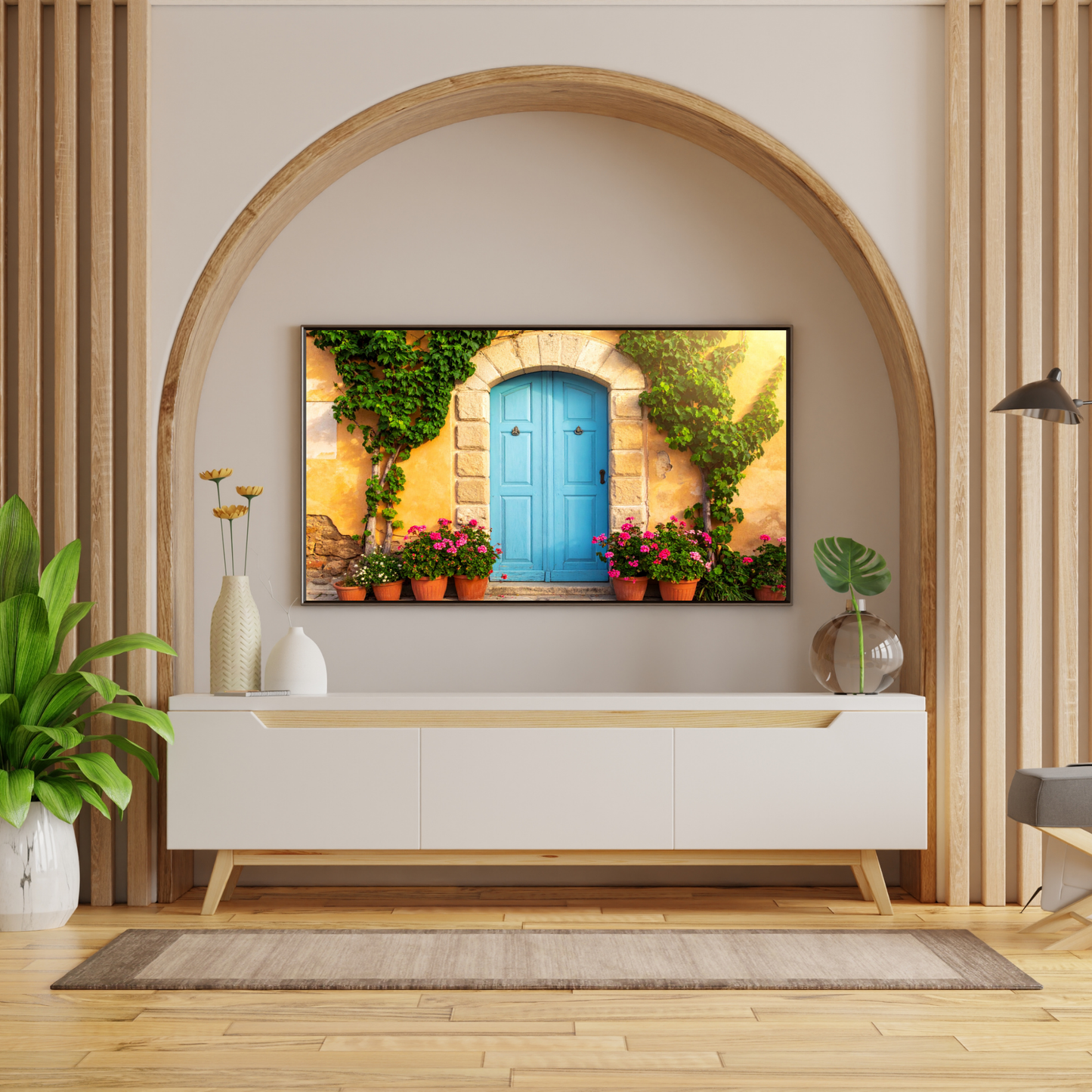 European Wooden Blue Door 4 - AI Digital Wall Art Download