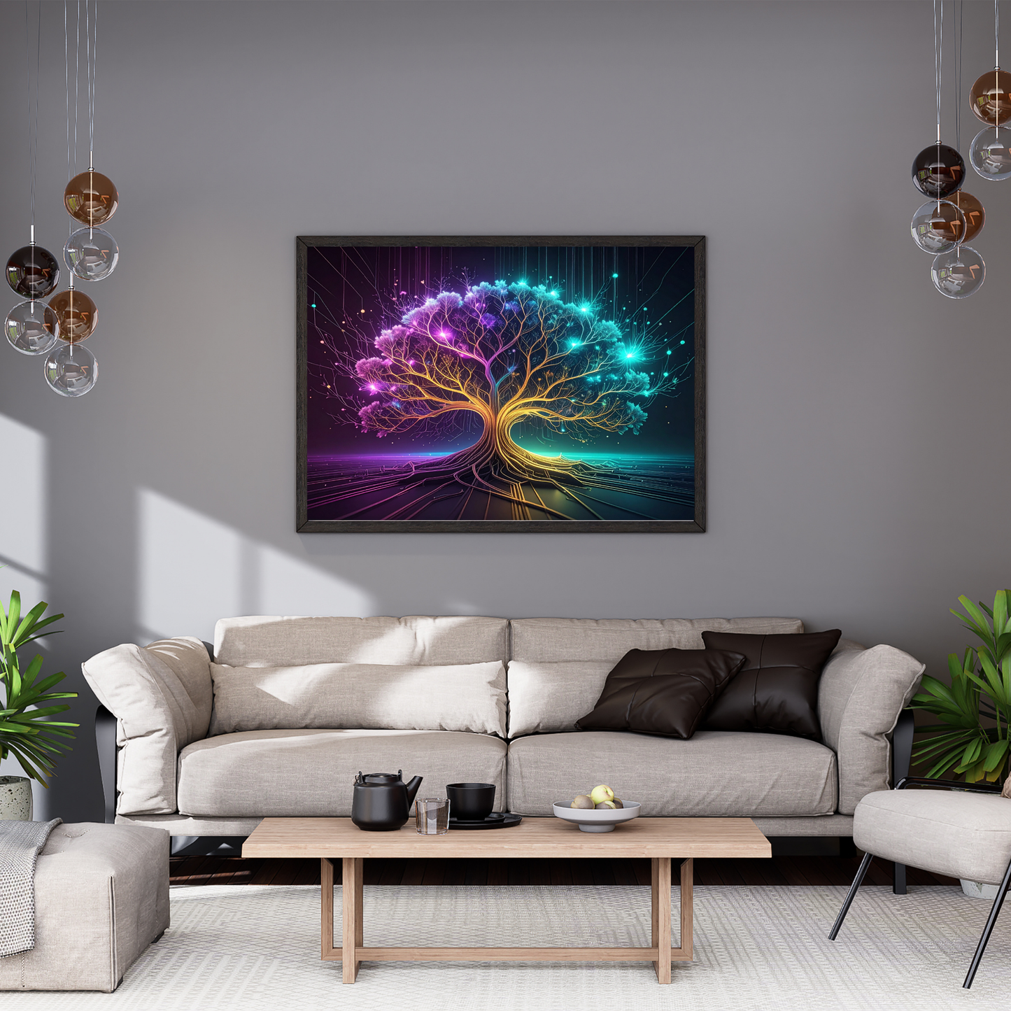 Dynamic Neuro-Inspired Tree 1 - AI Digital Wall Art Download