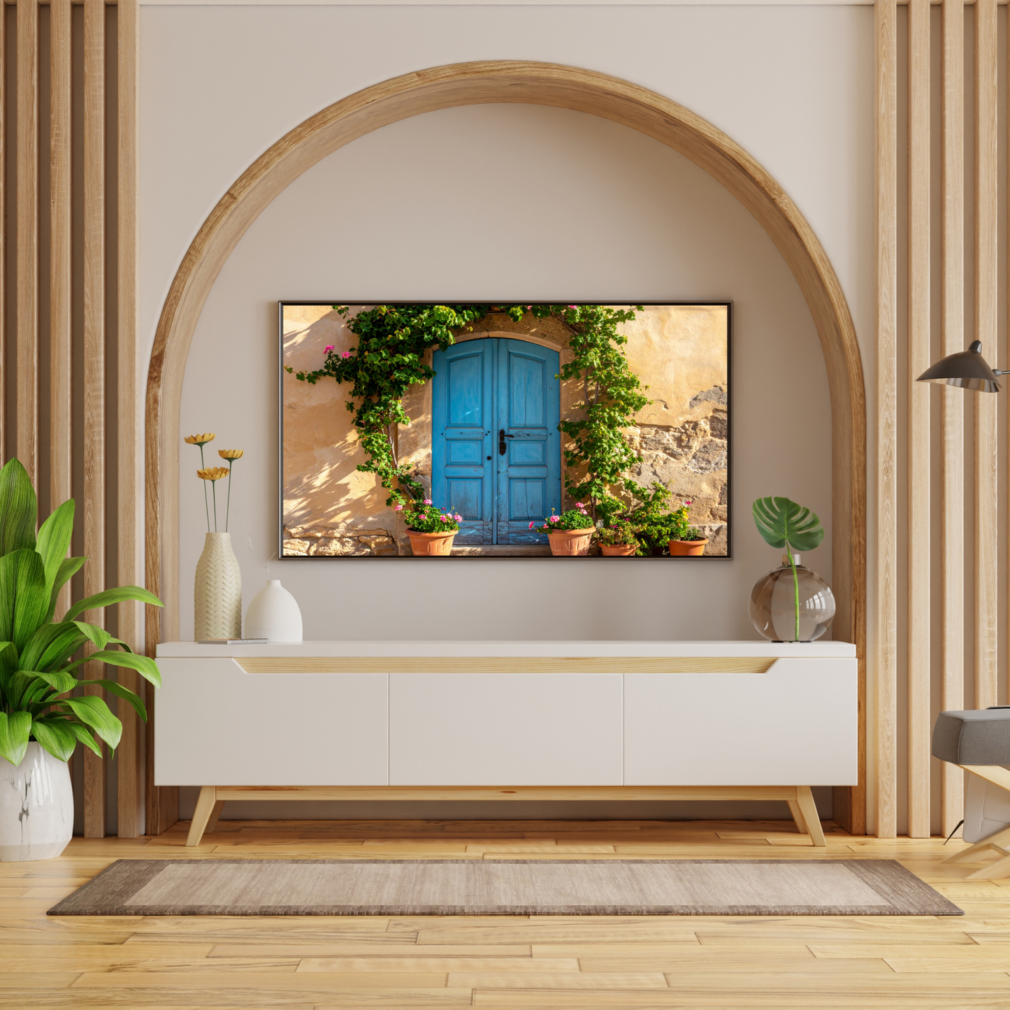 European Wooden Blue Door 1 - AI Digital Wall Art Download