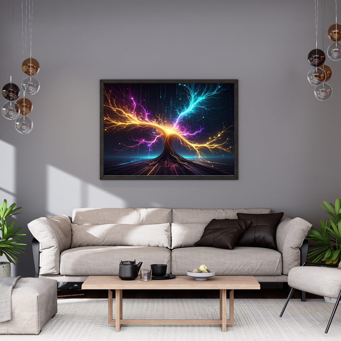 Dynamic Neuro-Inspired Tree 3 - AI Digital Wall Art Download
