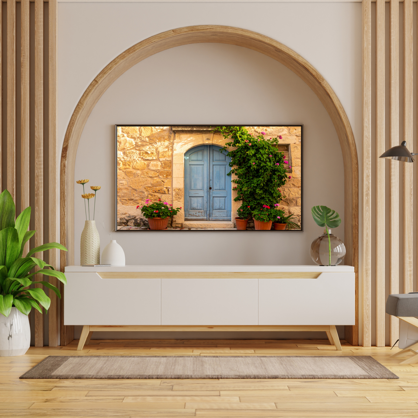 European Wooden Blue Door 2 - AI Digital Wall Art Download