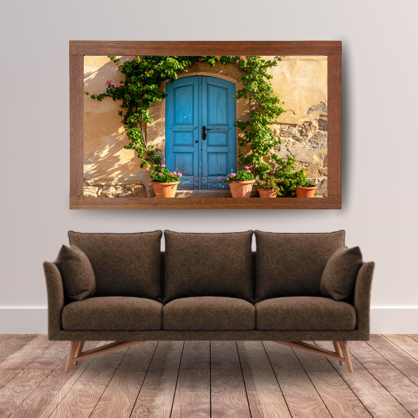 European Wooden Blue Door 1 - AI Digital Wall Art Download
