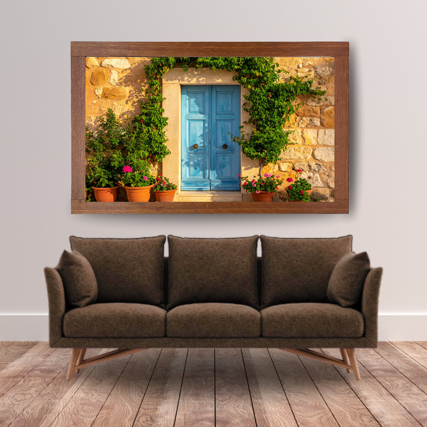 European Wooden Blue Door 3 - AI Digital Wall Art Download