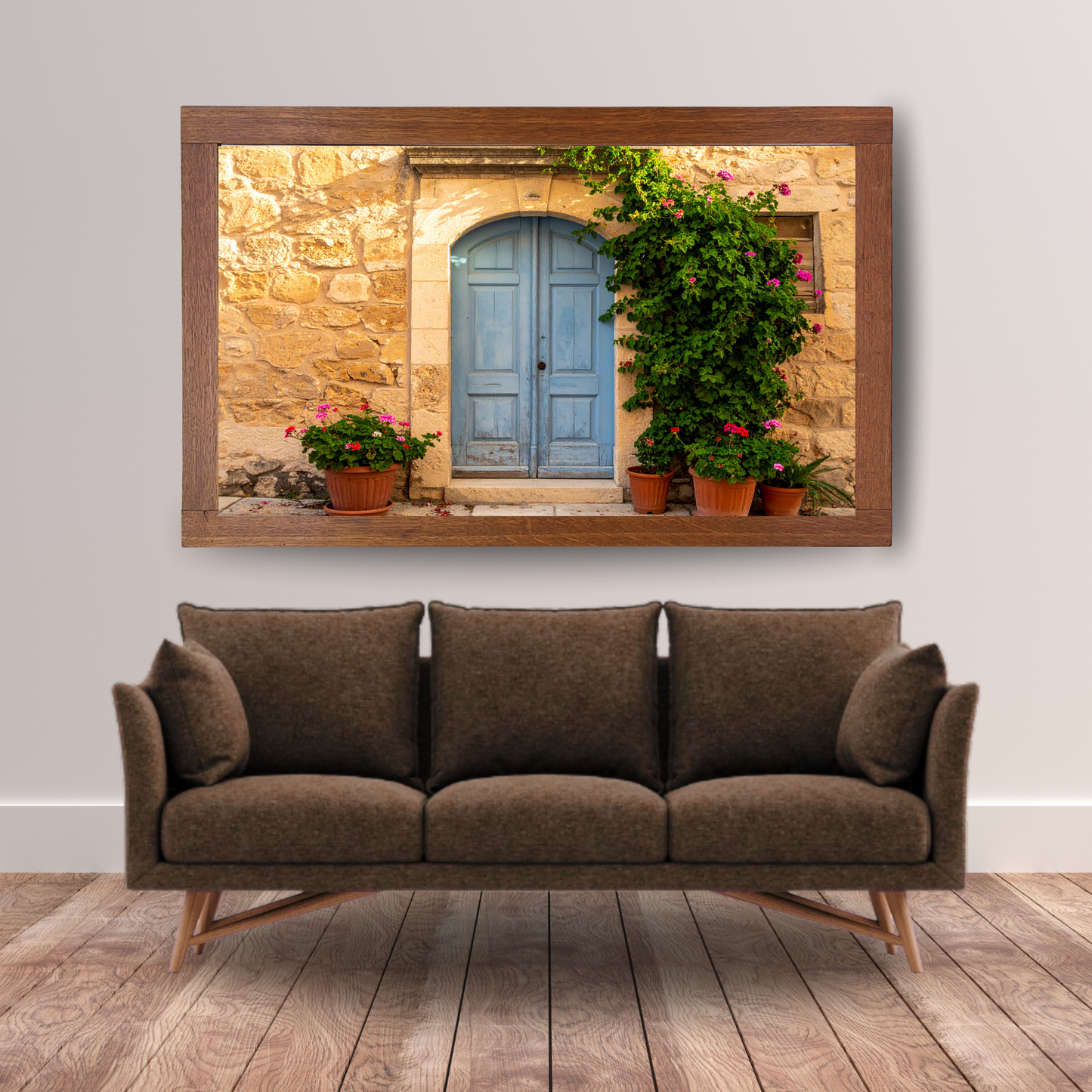 European Wooden Blue Door 2 - AI Digital Wall Art Download