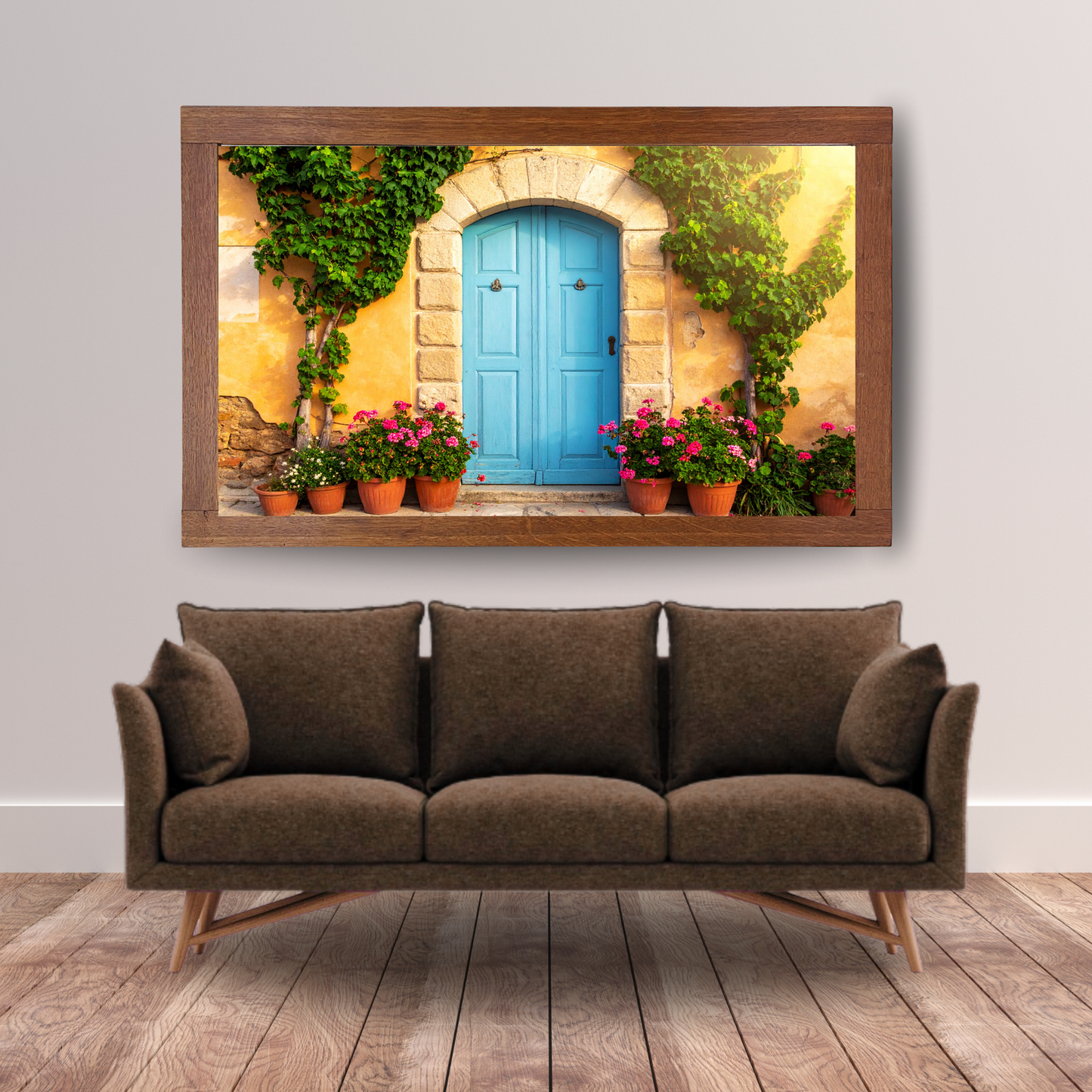 European Wooden Blue Door 4 - AI Digital Wall Art Download